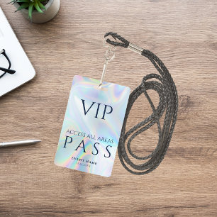 VIP All Access Pass Holographic Birthday Party Badge