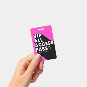 VIP All Access Pass Music Festival Badge Pink