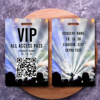 VIP All Access Pass QR Code Concert Badge