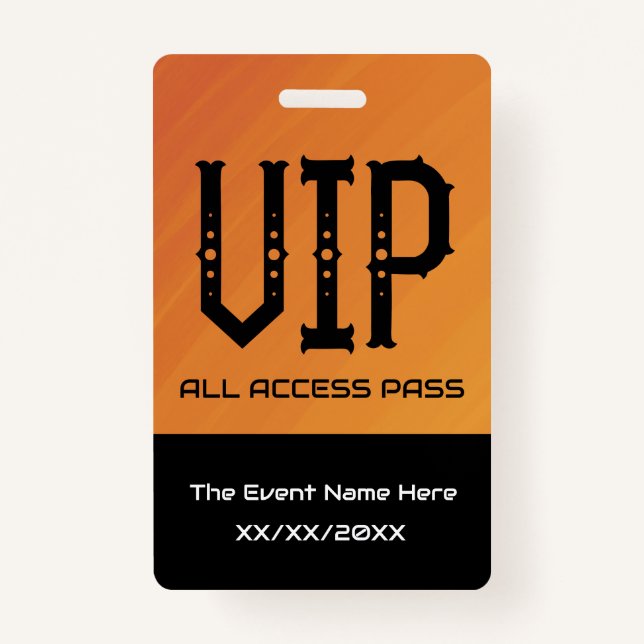 VIP All Access Pass Ticket Holder ID Badge (Front)