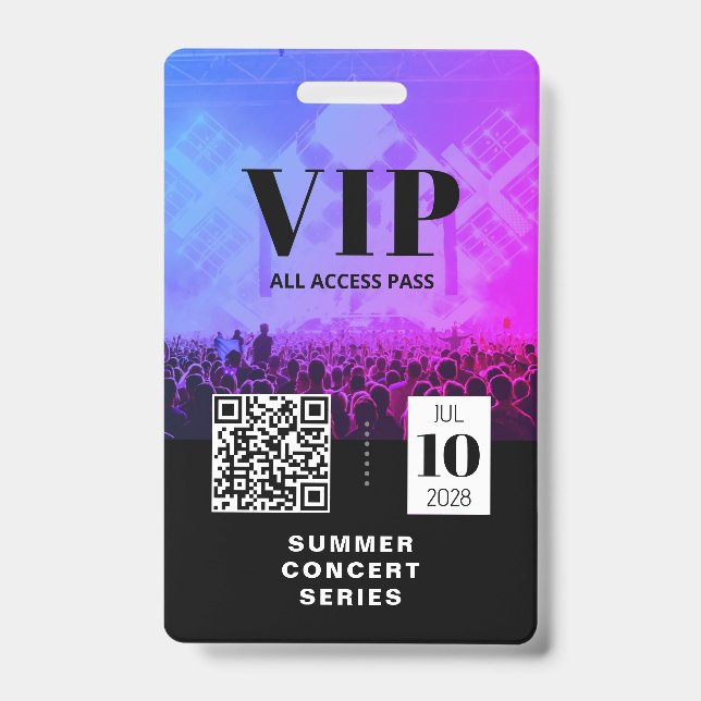 VIP All Access QR Code Concert Badge (Front)