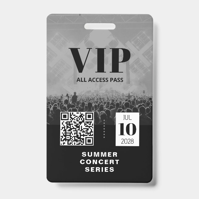 VIP All Access QR Code Event Badge (Front)