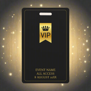 VIP Backstage Pass Music Festival Black & Gold Badge