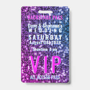 VIP Backstage Pass Wedding Table Seating Badge
