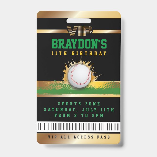 VIP Baseball TOUT ACCÈS Gold Pass Badge (Avant)