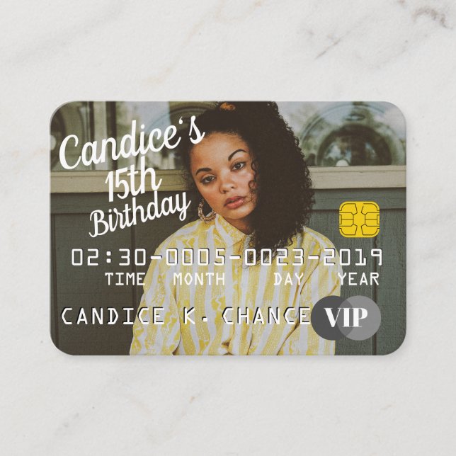 VIP Birthday Credit Card Photo Invitations (Front)