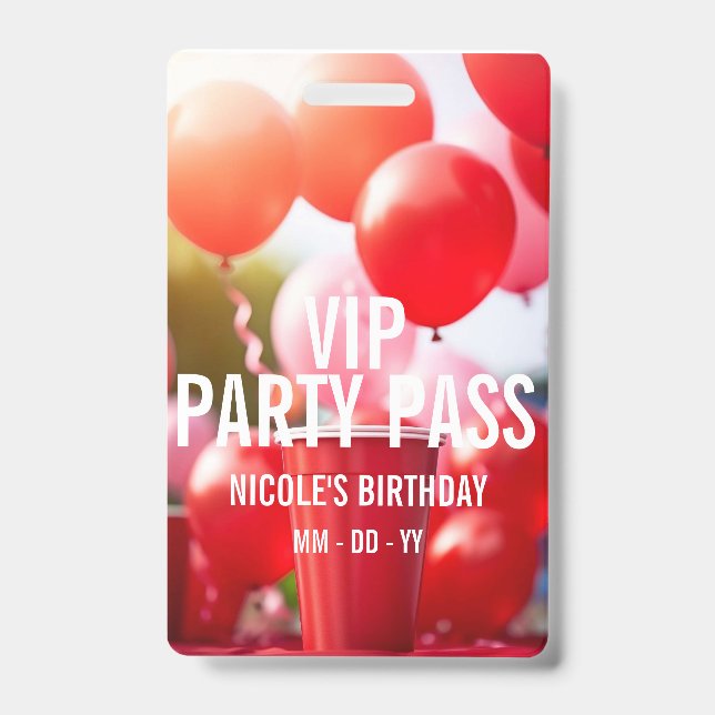 VIP Birthday Party Event Badge (Front)