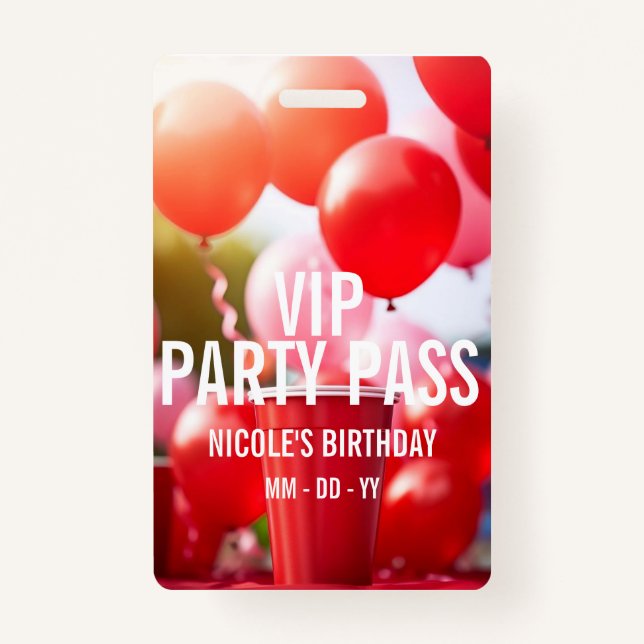 VIP Birthday Party Event Badge (Front)