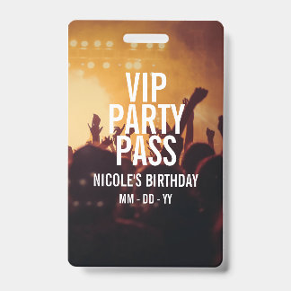 VIP Birthday Party Pass Custom Photo Concert Badge