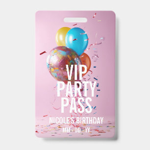 VIP Birthday Party Pass Custom Photo Event Badge