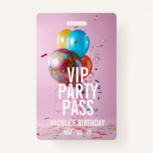 VIP Birthday Party Pass Custom Photo Event Badge