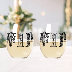 VIP Black Letters Stemless Wine Glasses