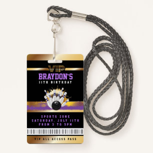VIP Bowling ALL ACCESS Gold Pass Badge