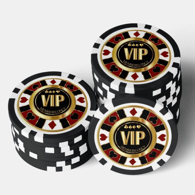 VIP Casino Poker Chip Las Vegas - Red / Gold (Stack)