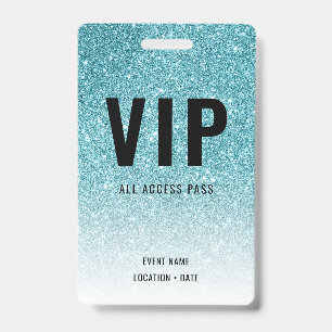 VIP Custom Event or Concert Blue Glitter Badge