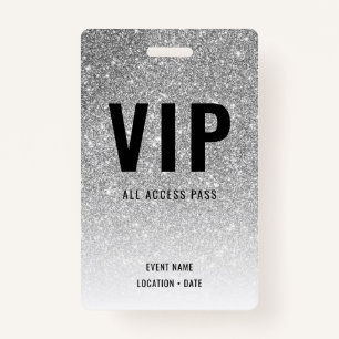 VIP Custom Event or Concert Silver Glitter Badge