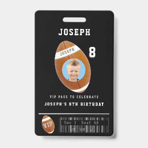 VIP Football Pass Custom Photo Birthday Part Badge