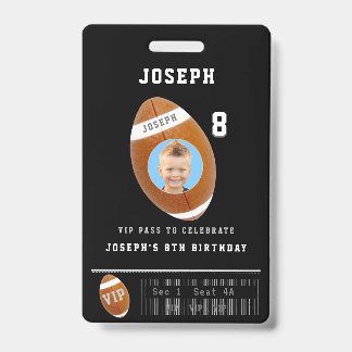 VIP Football Pass Custom Photo Birthday Part Badge