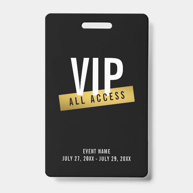 VIP Gold All Access Concert Badge (Front)