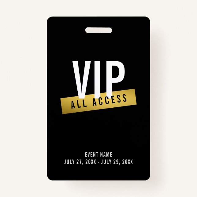 VIP Gold All Access Concert Badge (Front)