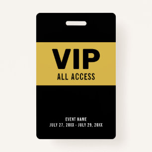 VIP Gold All Access Pass Event ID Badge