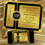 VIP Golden Ticket Birthday Party Invitation<br><div class="desc">Beautiful golden ticket party invitation. You can easily customize this elegant VIP golden ticket birthday party and event ticket invitation by adding your details in the font style and colour,  wording and layout of your choice. You can also change the background colour.</div>