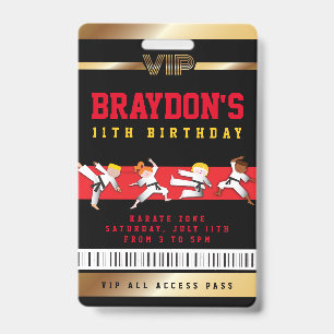 VIP Karate Birthday ALL ACCESS Gold Pass Badge