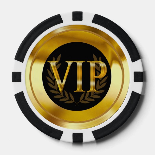VIP Laurel Wreath Las Vegas gold black Poker Chips (Front)