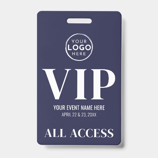 VIP Logo Navy Blue All Access Event Badge (Front)