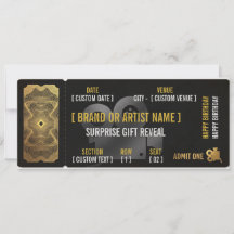 VIP Luxury Gold Concert Ticket Gift Reveal Voucher