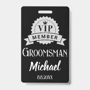 vip member groomsman personalized wedding black badge