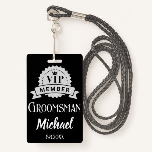 vip member groomsman personalized wedding black badge