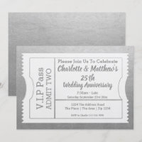 VIP Pass 25th Anniversary Ticket Faux Silver