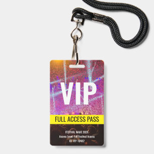 VIP Pass Back Stage Music Festival Concert Badge
