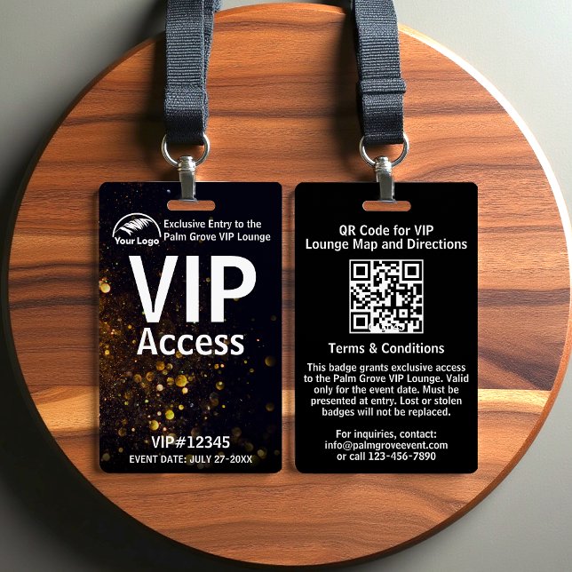 VIP Pass Badge | Custom Black Bokeh QR Code & Logo (Creator Uploaded)