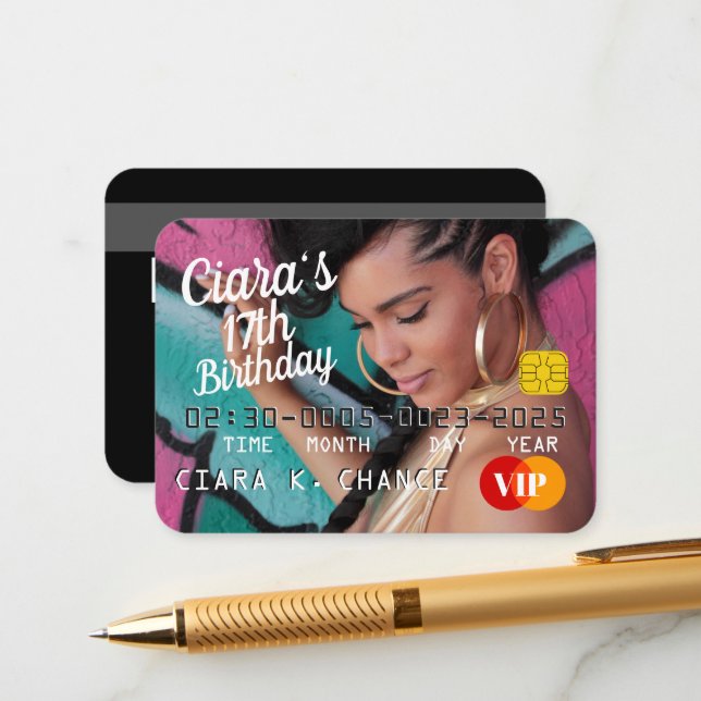 VIP Pass Credit Card Photo Birthday (Front/Back In Situ)