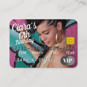 VIP Pass  Credit Card Photo Birthday Invitations