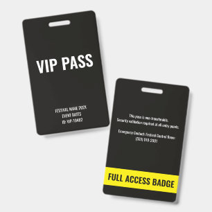 VIP Pass Full Access Black Music Festival Badge