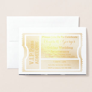 VIP Pass Golden Wedding Anniversary Ticket Foil Card