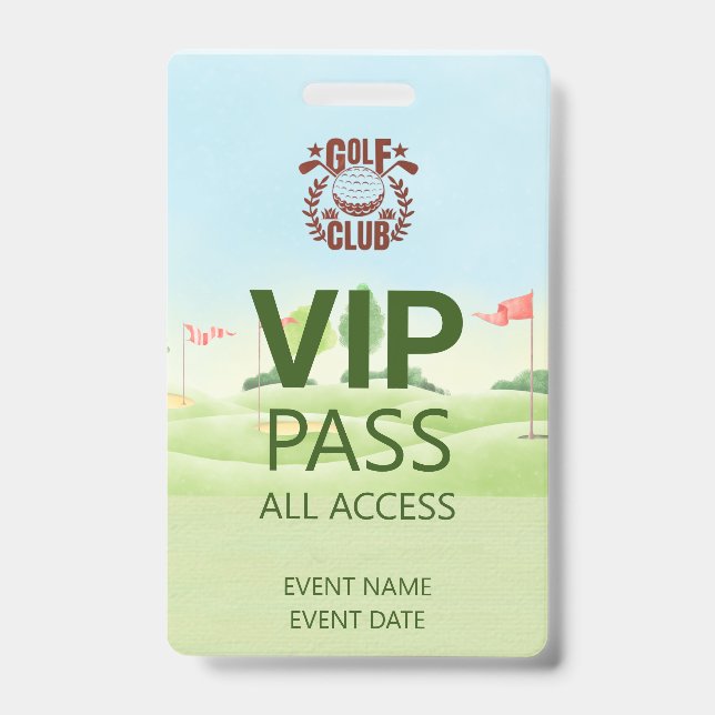VIP PASS Golf Club League Logo  Badge (Front)