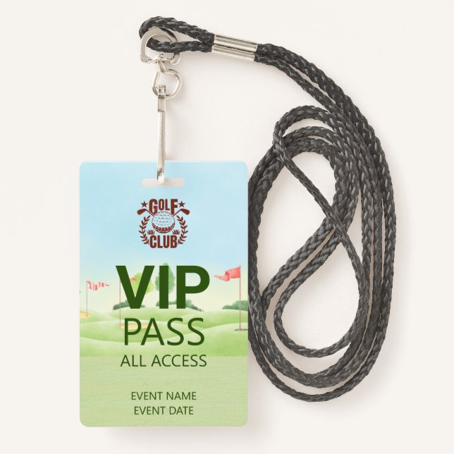 VIP PASS Golf Club League Logo  Badge (Front with Lanyard)