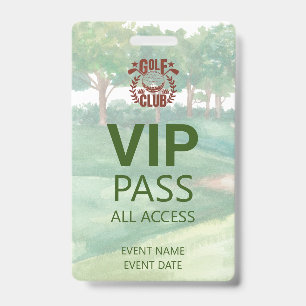 VIP PASS Golf Club League Photo Logo Event  Badge