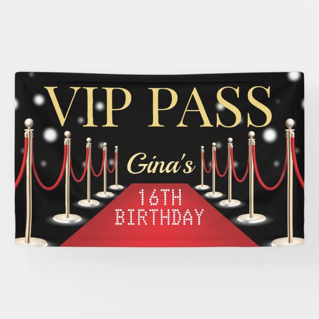 VIP Pass Hollywood Tapis rouge Bannière d'annivers (Horizontal)