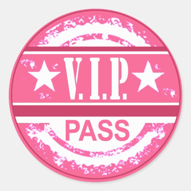 VIP Pass Party Sticker (pink) (Front)