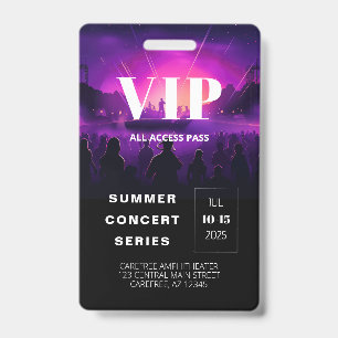 VIP Pass QR Code Concert Badge