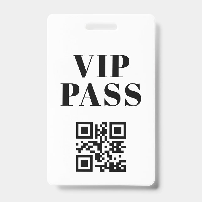 vip pass qr code minimalist modern badge (Front)