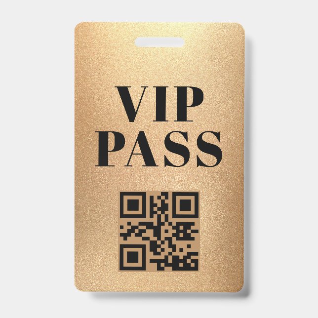 vip pass qr code minimalist modern gold badge (Front)