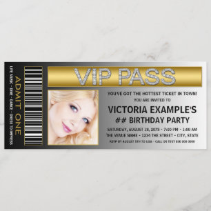 VIP Pass Ticket Birthday Party Invitation