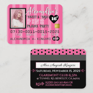 VIP PINK Stripes Credit Card Photo Invitations