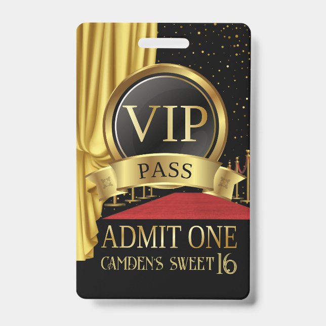 VIP, Red Carpet Birthday, Hollywood Birthday Badge (Front)